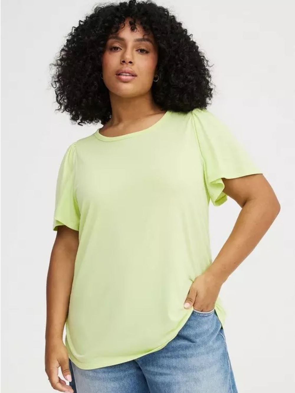 torrid Lime Green Short Sleeve Flutter Sleeve Tee